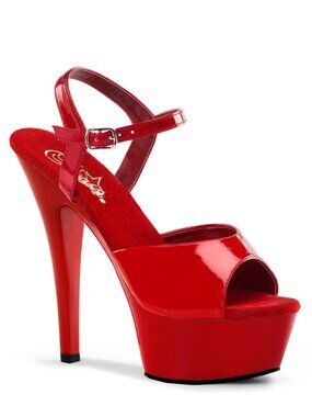 Pleaser Kiss 209 Platform Stiletto Heels - Red Patent